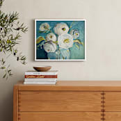 "White Peonies II" - Art Print in Teal Blue by Cristina Marie - In a Room
