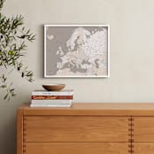"Map of Europe with cities" - Art Print in Light earth tones by Rosana Laiz Blursbyai - In a Room