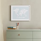 "Beautiful World Map" - Art Print in Soft Sky by Jessie Steury - In a Room