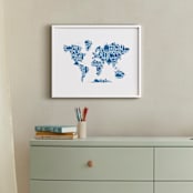 "Little Big World Map" - Art Print in Bluebell by Jessie Steury - In a Room