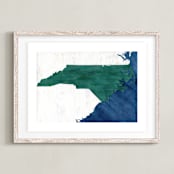 "North Carolina in Paint" - Art Print in North Carolina Green by Denise Wong - Framed