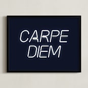 "Neon Carpe Diem" - Art Print in Night by AK Graphics - Framed