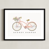 "Beach Cruiser" - Personalized Art Print in Blush by Karidy Walker - Framed