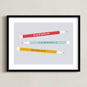 "Studious" - Personalized Art Print in Teachers Apple by Carolyn MacLaren - Framed