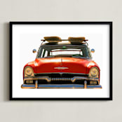 "Surfing Since 1955" - Art Print in Chili Pepper by Carole Crohan - CaroleeXpressions - Framed