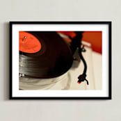 "Put The Needle On The Record" - Art Print in Retro Red by Jonathan Brooks - Framed