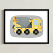 "The Cement-Mixer Truck" - Art Print in Mixer Yellow by Rebecca Marchese - Framed