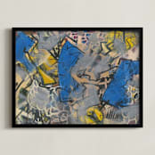 "The Definition Complete" - Art Print in Blue and Neutral by Angela Simeone - Framed