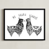 "No Drama Llama" - Art Print in black by Ash Sta. Teresa - Framed