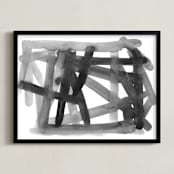 "Pick Up Sticks" - Art Print in Silky Black by Kim Colthurst Johnson - Framed