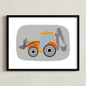 "Little Digger" - Art Print in sunset by Rebecca Marchese - Framed