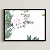"Chinese Peonies" - Art Print in Peony Pink by XL - Framed