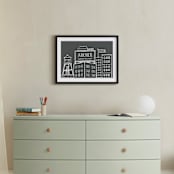 "Cityscape Stats" - Personalized Art Print in Chalkboard Grey by Tanya Lee of Frooted Design - In a Room