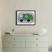 "The Garbage Recycle Truck" - Personalized Art Print in Moss by Rebecca Marchese - In a Room