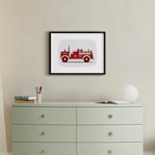 "Red Fire Truck #2" - Art Print in Vintage Engine red by Rebecca Marchese - In a Room
