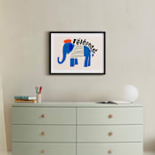 "French Elephant" - Art Print in Blueberry by Morgan Kendall - In a Room