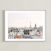 "French Dreams" - Art Print in Hazy Gray by Annie Montgomery - Framed