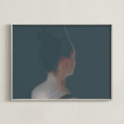 "Poise" - Art Print in Prussian blue by Maja Cunningham - Framed