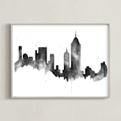 "New York City Skyline" - Art Print in Shades of Black by Kelsey McNatt - Framed