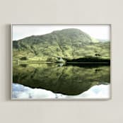 "Green Reflections Connemara Ireland" - Art Print in moss green by Eva Marion - Framed