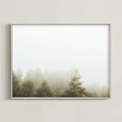 "Foggy Autumn Forest Morning" - Art Print in Foggy Green by Katie Buckman - Framed