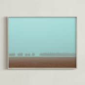 "Shrouded Trees" - Art Print in Dusty Cyan by Gabrial Reising - Framed