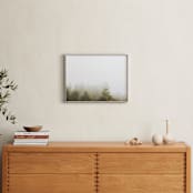 "Foggy Autumn Forest Morning" - Art Print in Foggy Green by Katie Buckman - In a Room