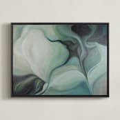 "Botanica 1" - Art Print in Blue-green Blossom by Lenay Hughes - Framed Canvas