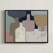 "Vessels on Display 2" - Art Print in Coffee Beige by Bethania Lima - Framed Canvas