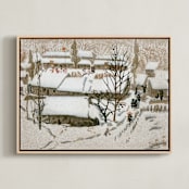 "Morning Snow" - Art Print in Brown Yellow by Zhihua Tu - Framed Canvas