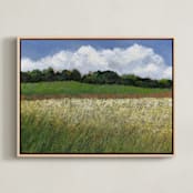 "Meadow Horizon" - Art Print in Grass Green by Kristi Visser - Framed Canvas