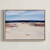 "Blank Slate" - Art Print in Beige and Blue by Arohika Verma - Framed Canvas