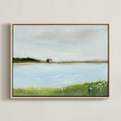 "House on the Lake" - Art Print in Bluebell by Lindsay Megahed - Framed Canvas
