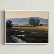 "Peekaboo Stream" - Art Print in Meadow Green by Rachel Nelson - Framed Canvas