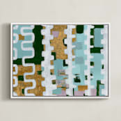 "Assemblage I" - Art Print in Assembled Egg Blue by Bethania Lima - Framed Canvas