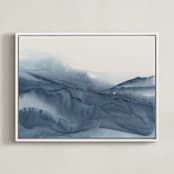 "Atmospheric Blue" - Art Print in Indigo Blue by Isabel Aguilar - Isolda - Framed Canvas