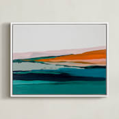 "Colorful Abstract Seascape" - Art Print in bright orange by Caryn Owen - Framed Canvas