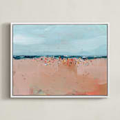 "Busy Beach" - Art Print in Sea by Lindsay Megahed - Framed Canvas