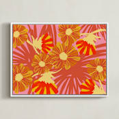 "Electric Bloom" - Art Print in Paprika by Deborah Velasquez - Framed Canvas