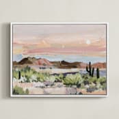 "Arizona Desert Sunset" - Art Print in Dusty Rose by Shina Choi - Framed Canvas