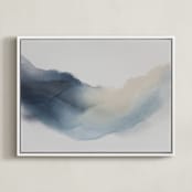 "Reflection in the River" - Art Print in Indigo Blue by Rebecca King - Framed Canvas