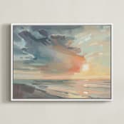 "Take Off Your Cloud, Stay A While" - Art Print in Blush by Khara Ledonne - Framed Canvas