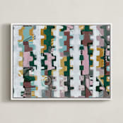 "Assemblage II" - Art Print in Assembled egg blue by Bethania Lima - Framed Canvas