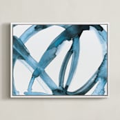 "Stay Connected II" - Art Print in Indigo Blue by Mary Gaspar - Framed Canvas