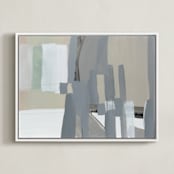 "Patchwork abstract" - Art Print in Neutral Linen by Betsyness Studio - Framed Canvas