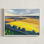 "Amber Fields" - Art Print in Amber by Holly Whitcomb - Framed Canvas