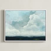 "Late in the Day" - Art Print in Slate Blue by Mya Bessette - Framed Canvas