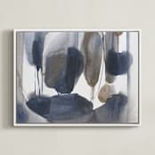 "Curve Appeal" - Art Print in bronze & blue by Michelle Lee - Framed Canvas