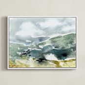 "Valley" - Art Print in Jade by Kelly Ventura - Framed Canvas