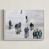 "In the crowd" - Art Print in blue petrol by Lulaloo - Framed Canvas
